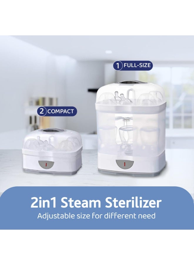 شيكو Chicco 2 in1 Steam Sterilizer | Sterilizes upto 6 Bottles | Kills 99.9% Of Germs | 24hrs Sterilization in 5 Mins | Auto Switch Off | Portable & Travel Friendly | 2 Years Warranty Cover - Image 5